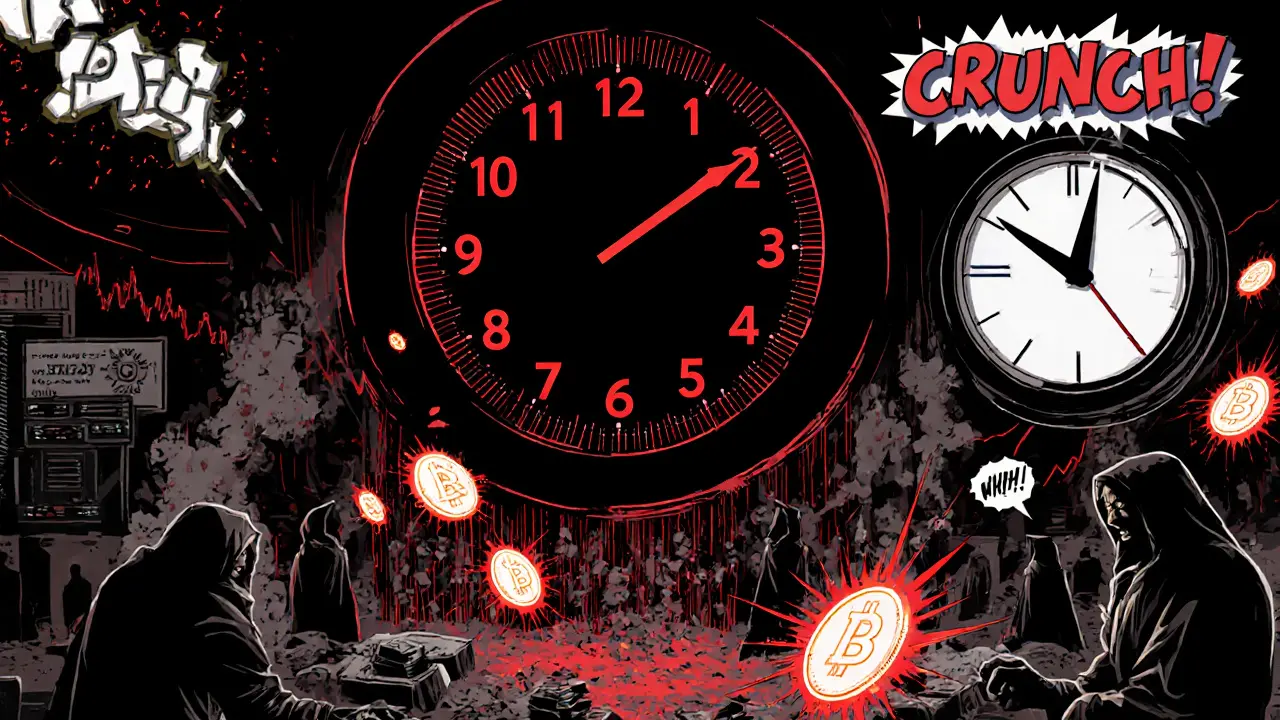 Portail sombre qui absorbe des cryptomonnaies pendant qu'un compte à rebours de 20 heures atteint zéro.