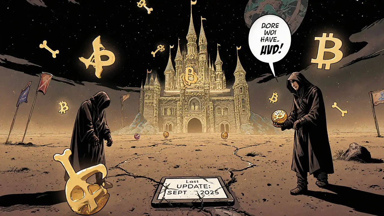 Un monde de jeu numérique appelé 'Golden Quest' avec des joueurs collectant des récompenses et un château fait de symboles crypto.