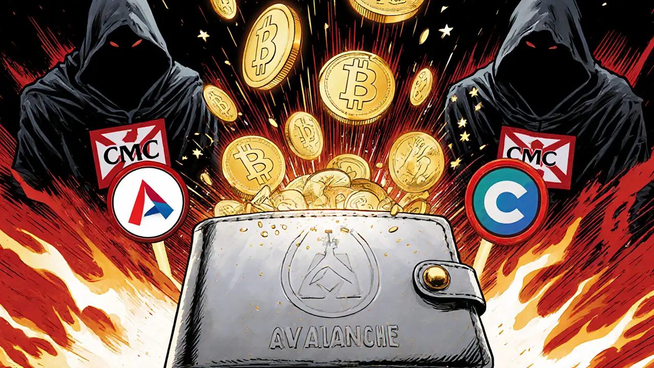 Un portefeuille crypto reçoit des jetons KALA en provenance de la chaîne Avalanche, tandis que des escrocs s&#039;éloignent.