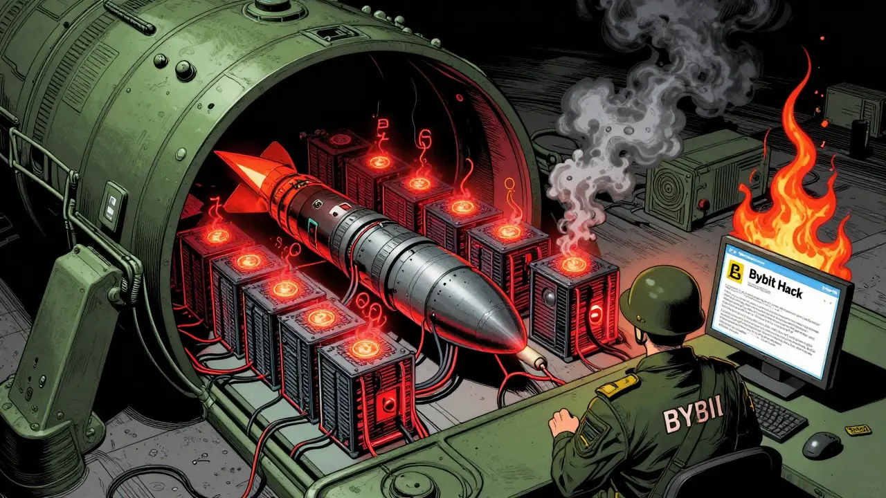 Rigs de minage Bitcoin alimentant des missiles nucléaires en Corée du Nord, lien entre cybercrime et armement.