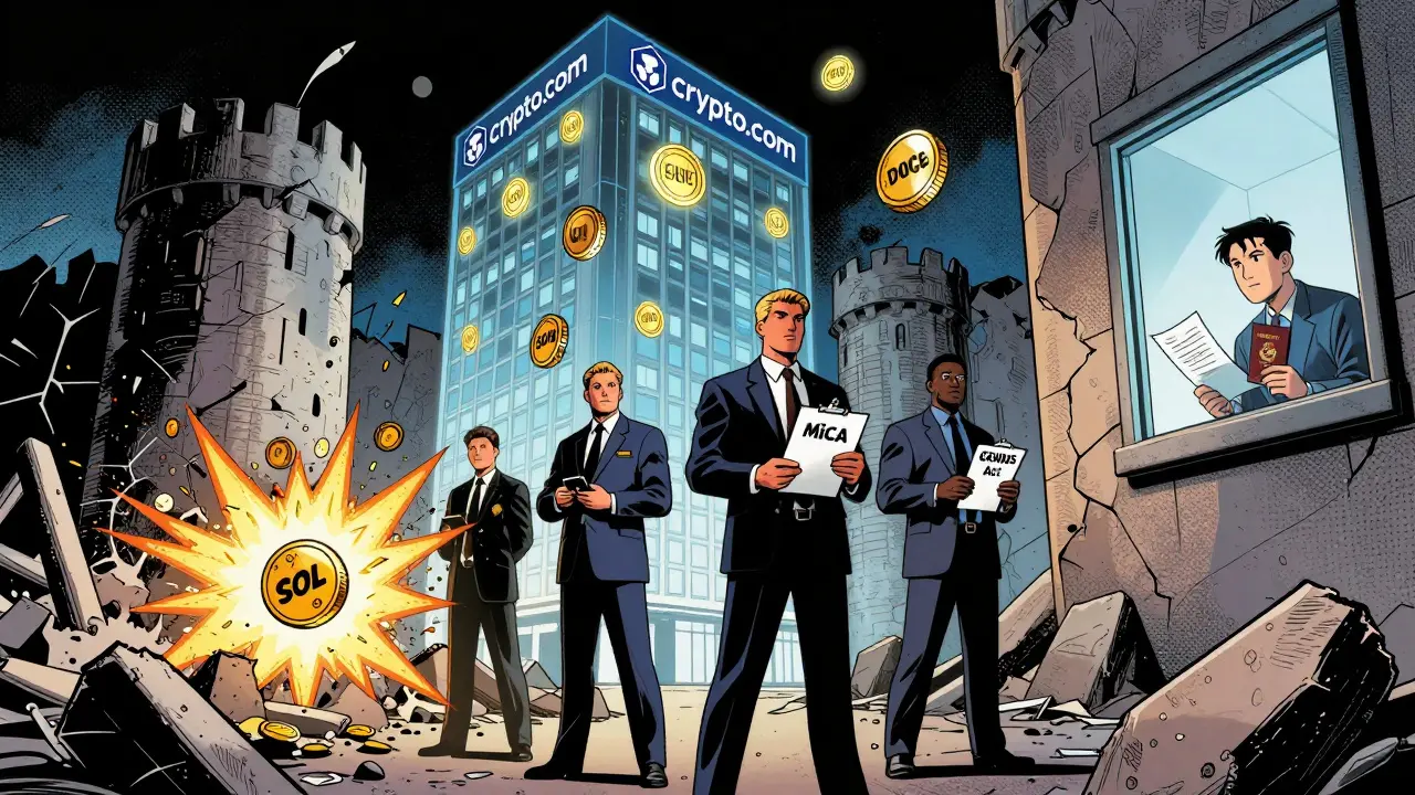 Siège de Crypto.com en ruine, des tokens expulsés, des inspecteurs réglementaires et un nouvel échange sécurisé qui émerge.