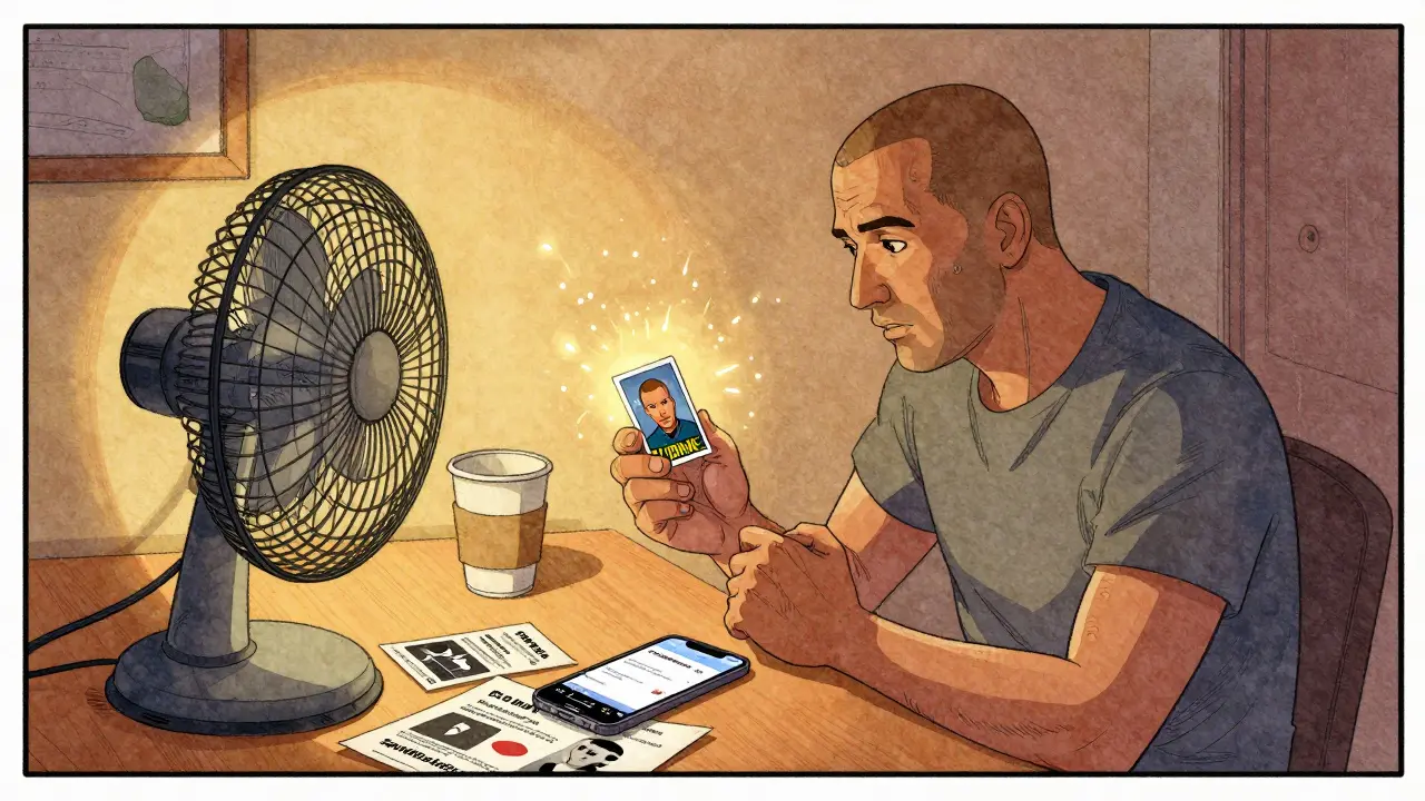 Un fan tenant une carte NFT de Zidane dans une pièce calme, entouré de souvenirs d'un projet crypto terminé.