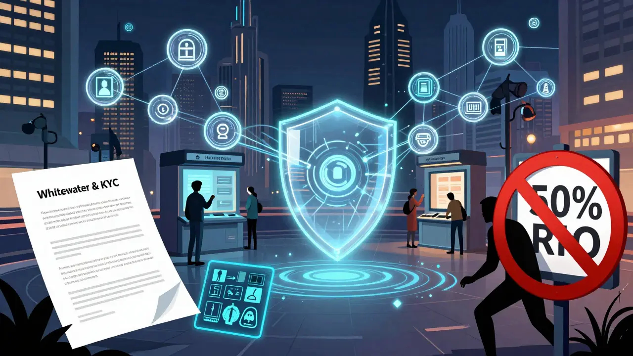 Une ville européenne sous réglementation MiCA, avec des citoyens utilisant des jetons et une interface DAO.