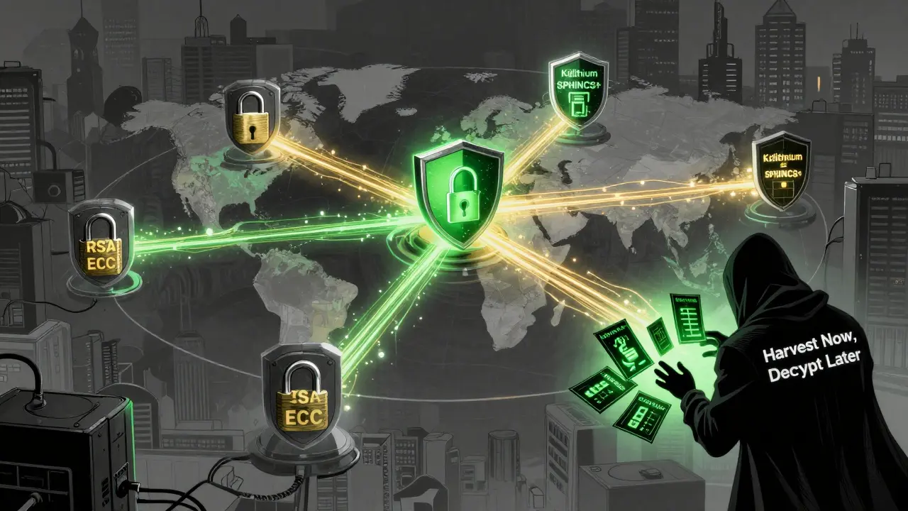 Réseau mondial de serveurs en transition de la cryptographie classique vers des solutions résistantes aux ordinateurs quantiques.