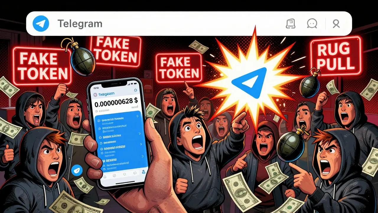 Bataille dans un chat Telegram avec des traders lançant des billets et des faux tokens $KEKIUS.