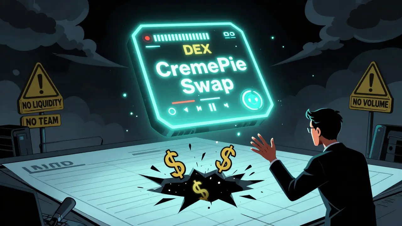 CremePie Swap : un échange décentralisé à risque élevé avec volume nul et douteux