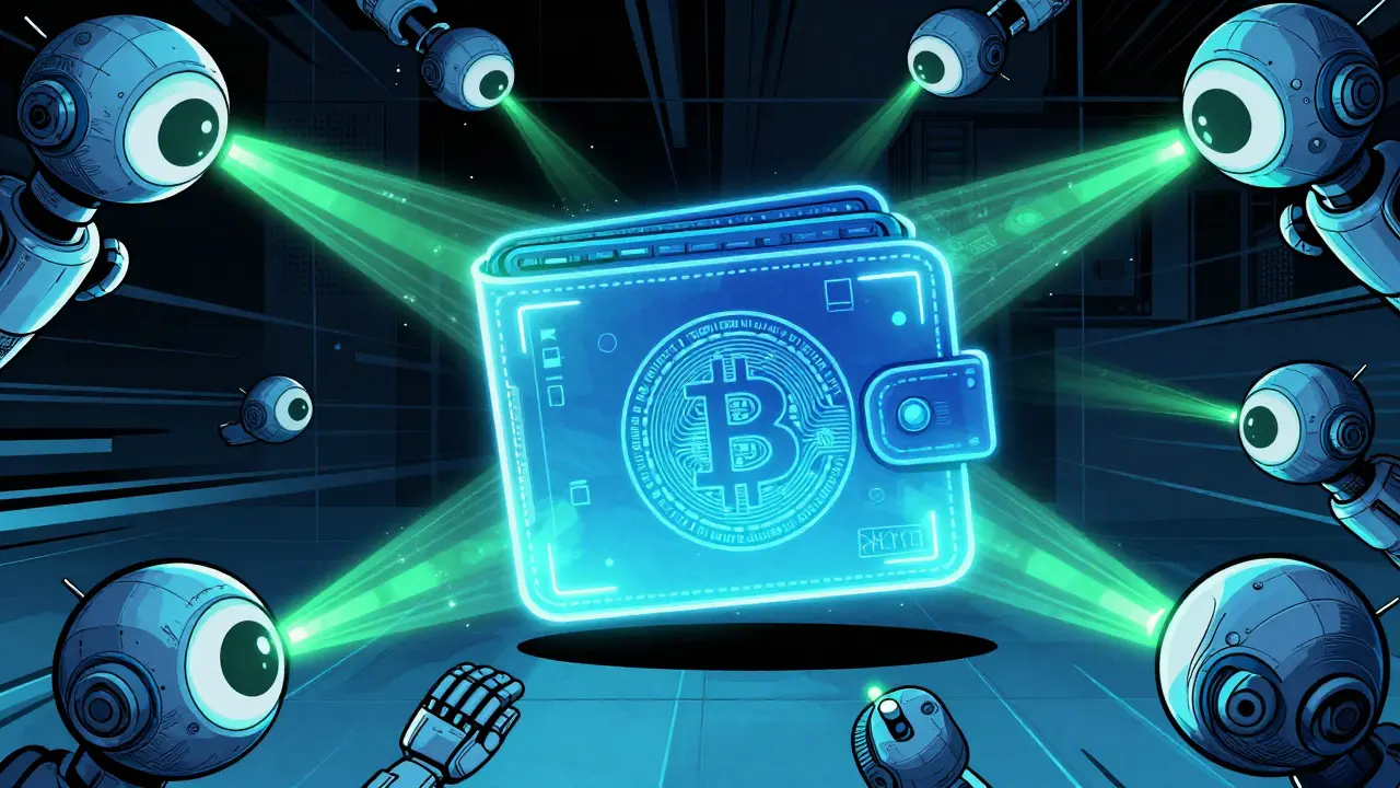 Cryptomonnaie virtuelle scrutée par des scanners de sécurité numériques.