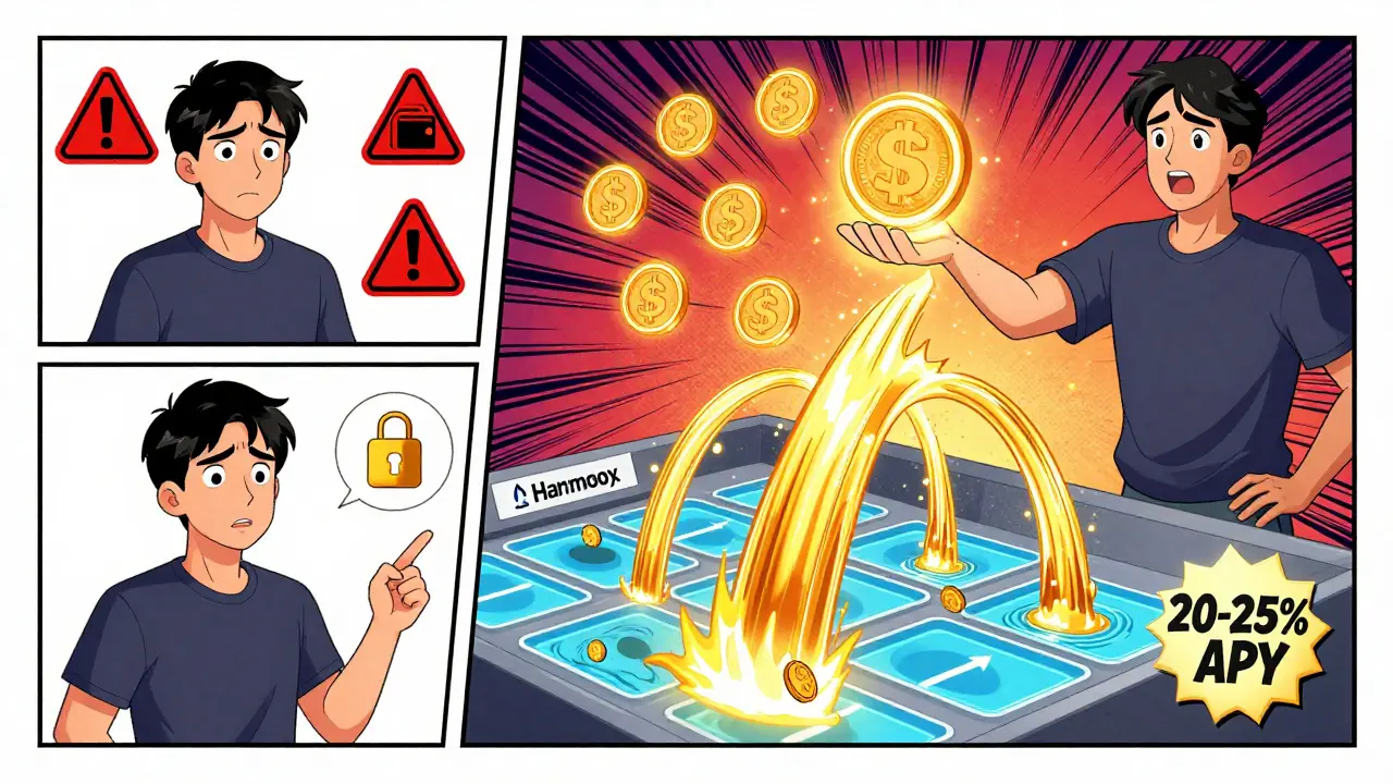 Un utilisateur reçoit des récompenses SUSHI en fournissant de la liquidité sur SushiSwap, avec un BentoBox multi-actifs brillant.