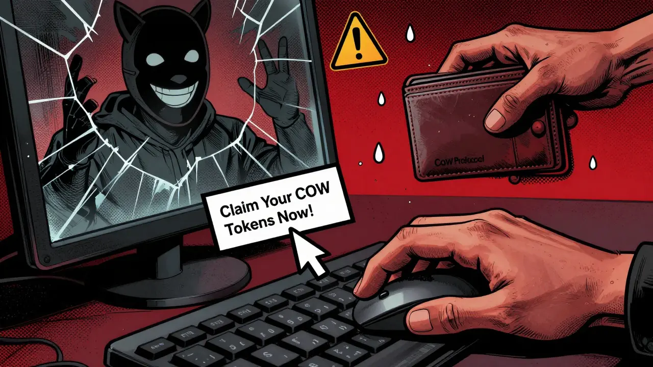 Une main au-dessus d'un lien de phishing, des mains fantômes qui tentent de voler un portefeuille crypto.