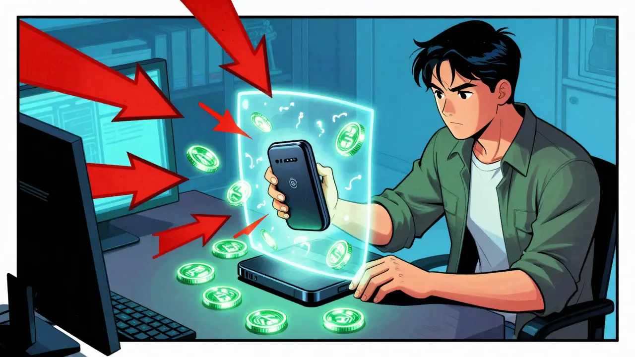 Utilisateur sécurisant un portefeuille matériel contre les risques.