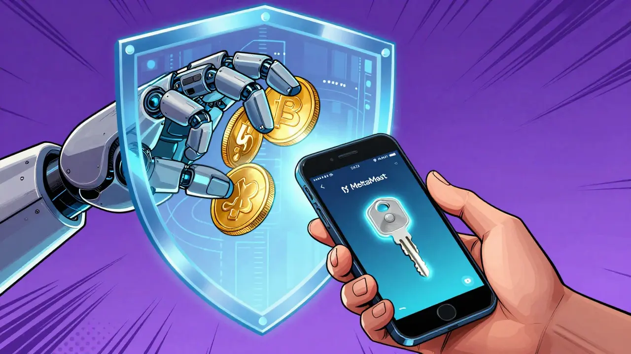 Main tenant un portefeuille décentralisé protégé par un bouclier numérique