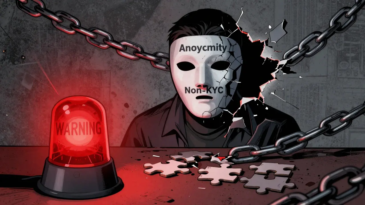 Représentation symbolique du manque de transparence et des risques du non-KYC.