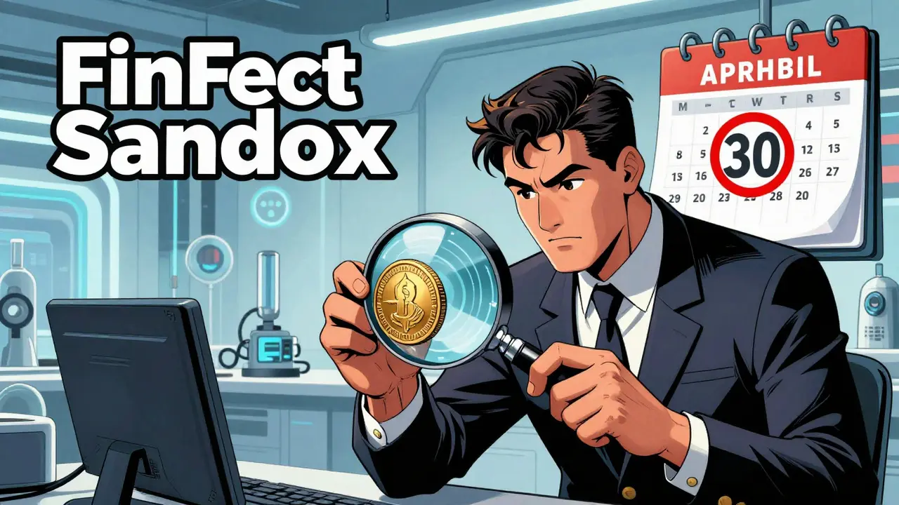 Un régulateur examinant un actif numérique dans un laboratoire technologique futuriste.