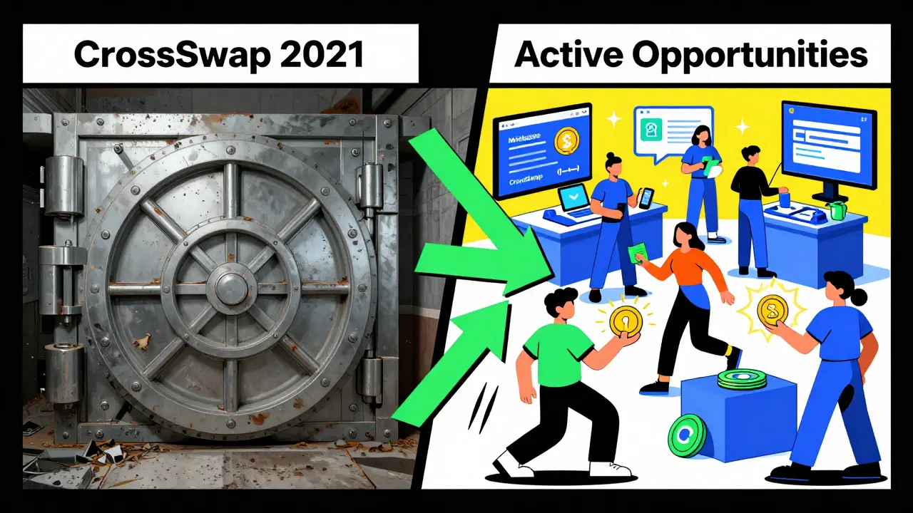 Comparaison entre un coffre-fort abandonné de 2021 et un marché actif moderne