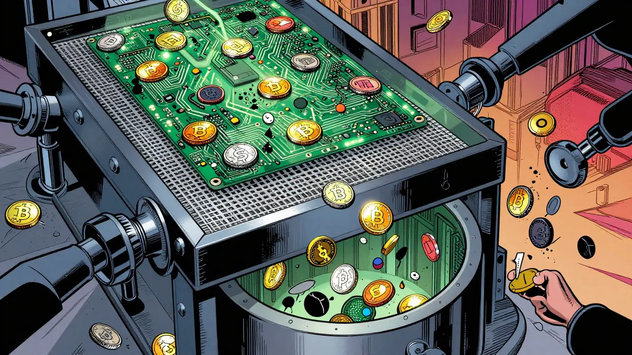 Filtre industriel triant les cryptomonnaies fiables des plateformes non vérifiées