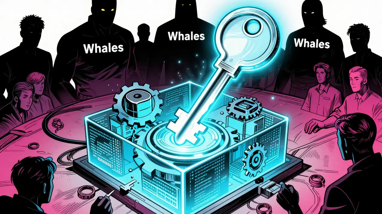 Mécanisme de vote DAO avec clés numériques et baleines