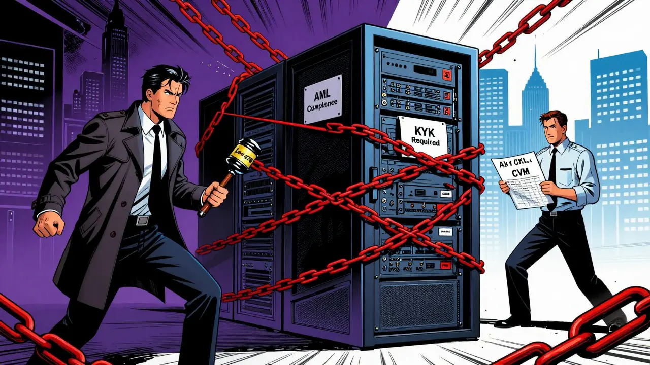Serveur crypto enchaîné par la loi 14.478 et régulateurs