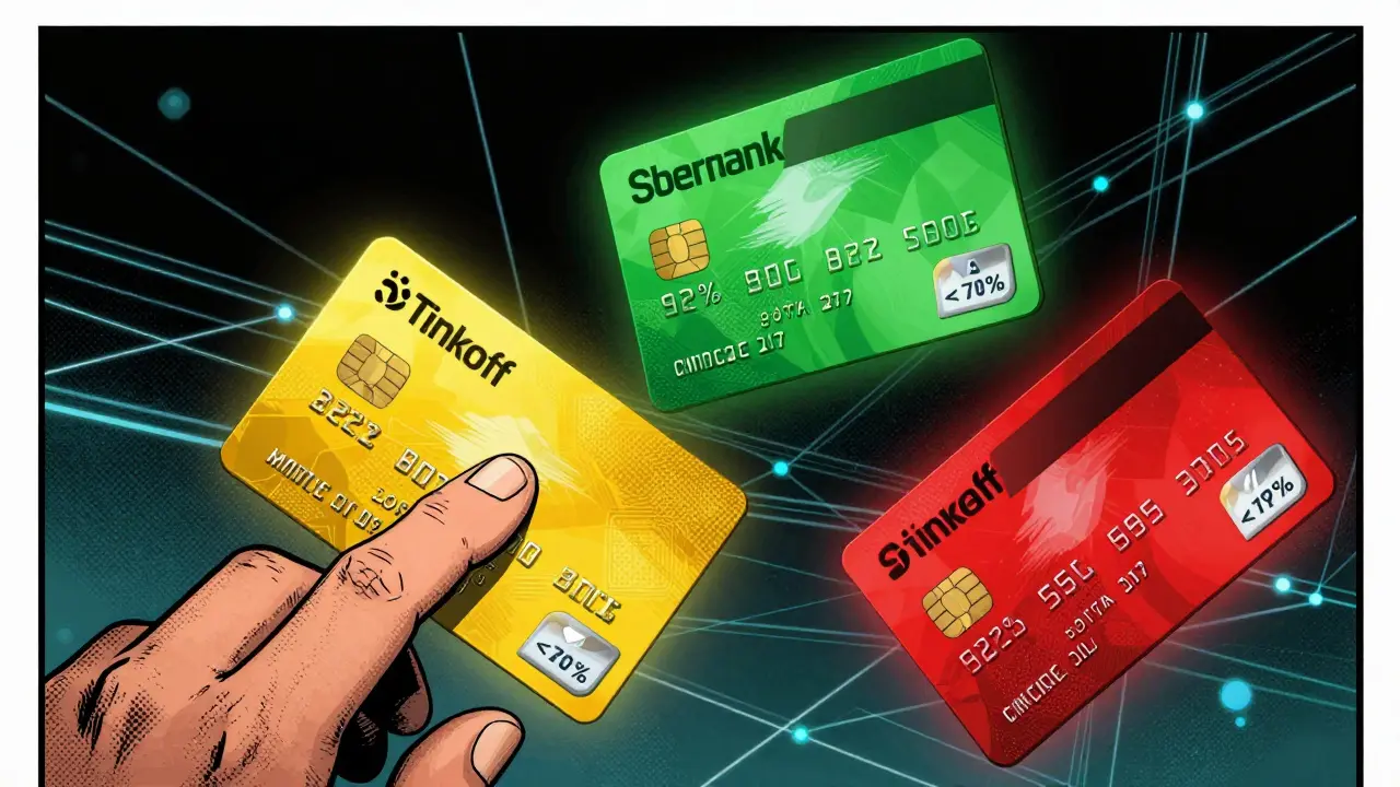 Cartes bancaires codées par couleur pour le trading P2P en Russie