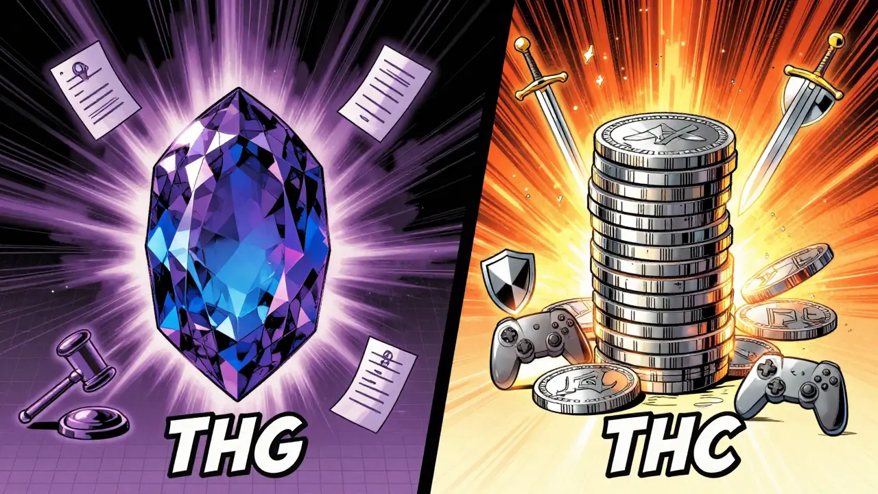 Comparaison visuelle des tokens THG et THC dans un style BD
