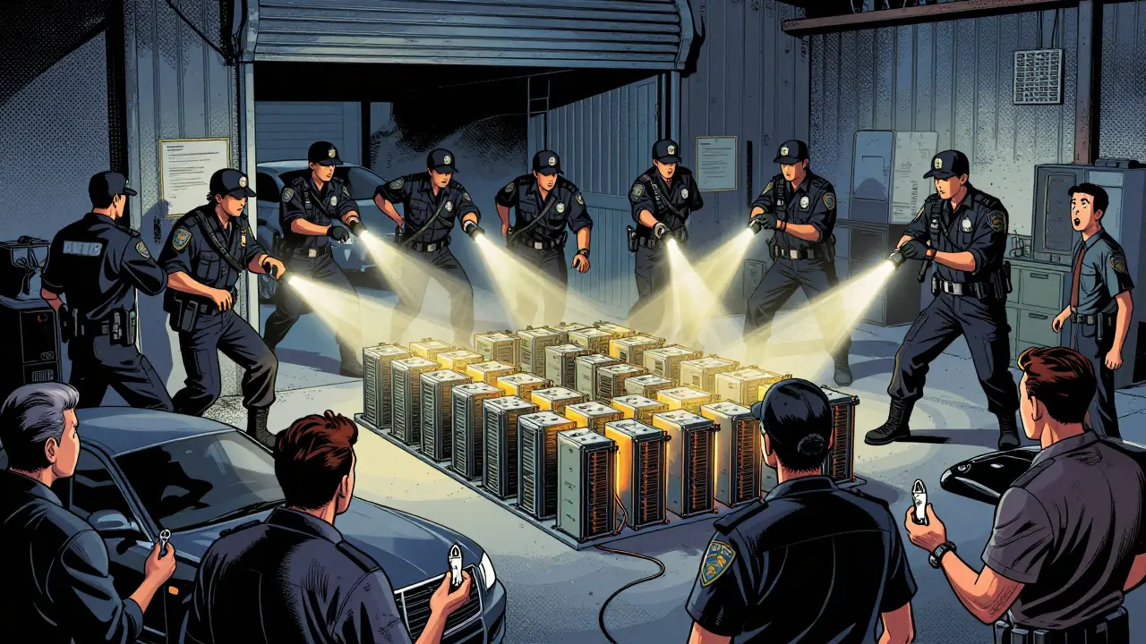 Raid policier saisissant des équipements de minage et des actifs luxueux