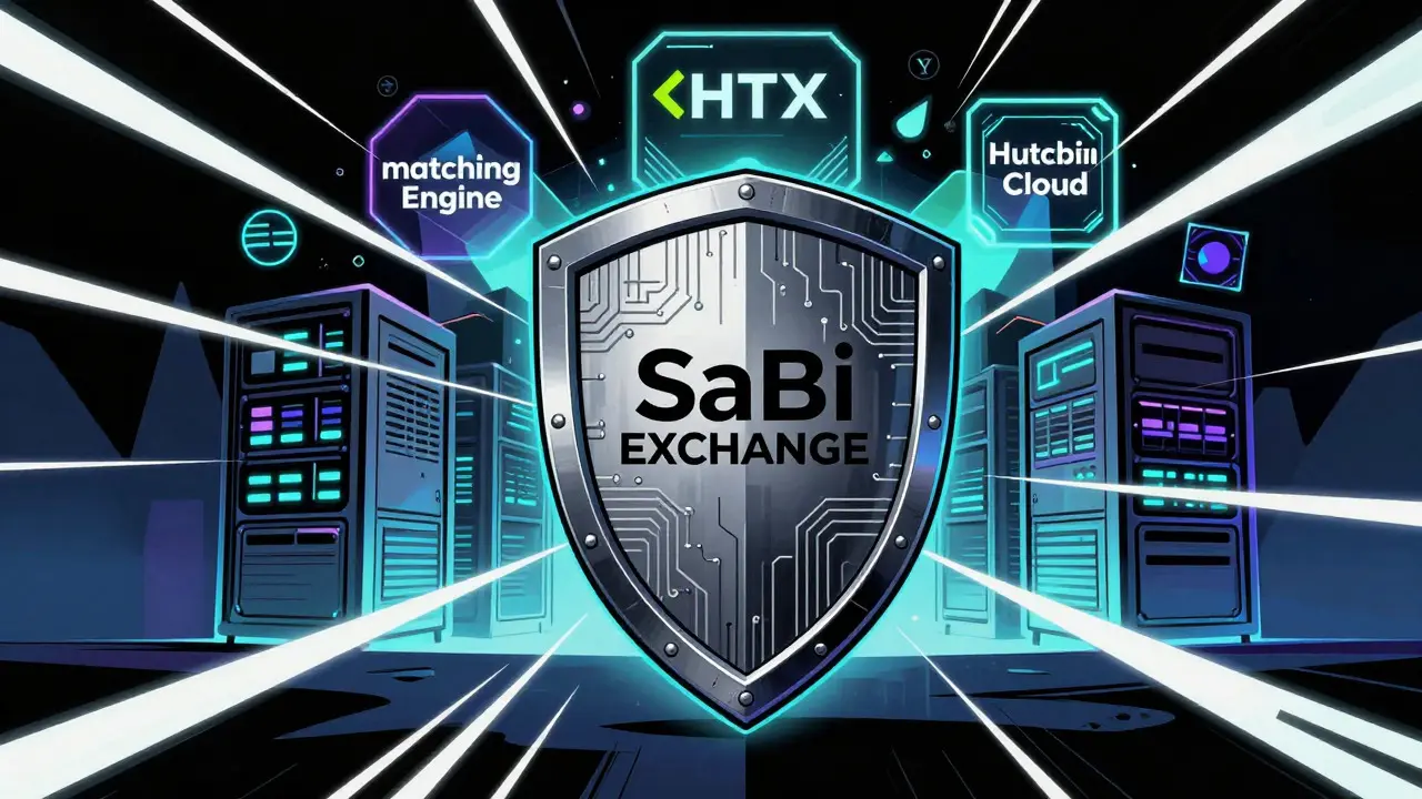 Bouclier technologique symbolisant la sécurité Huobi Cloud de SaBi