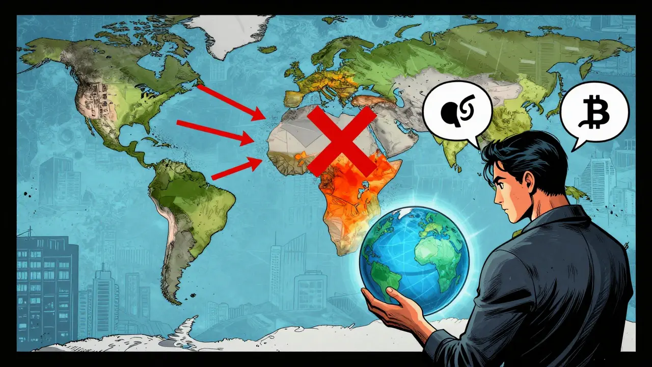 Carte montrant l'interdiction du minage et le déplacement mondial