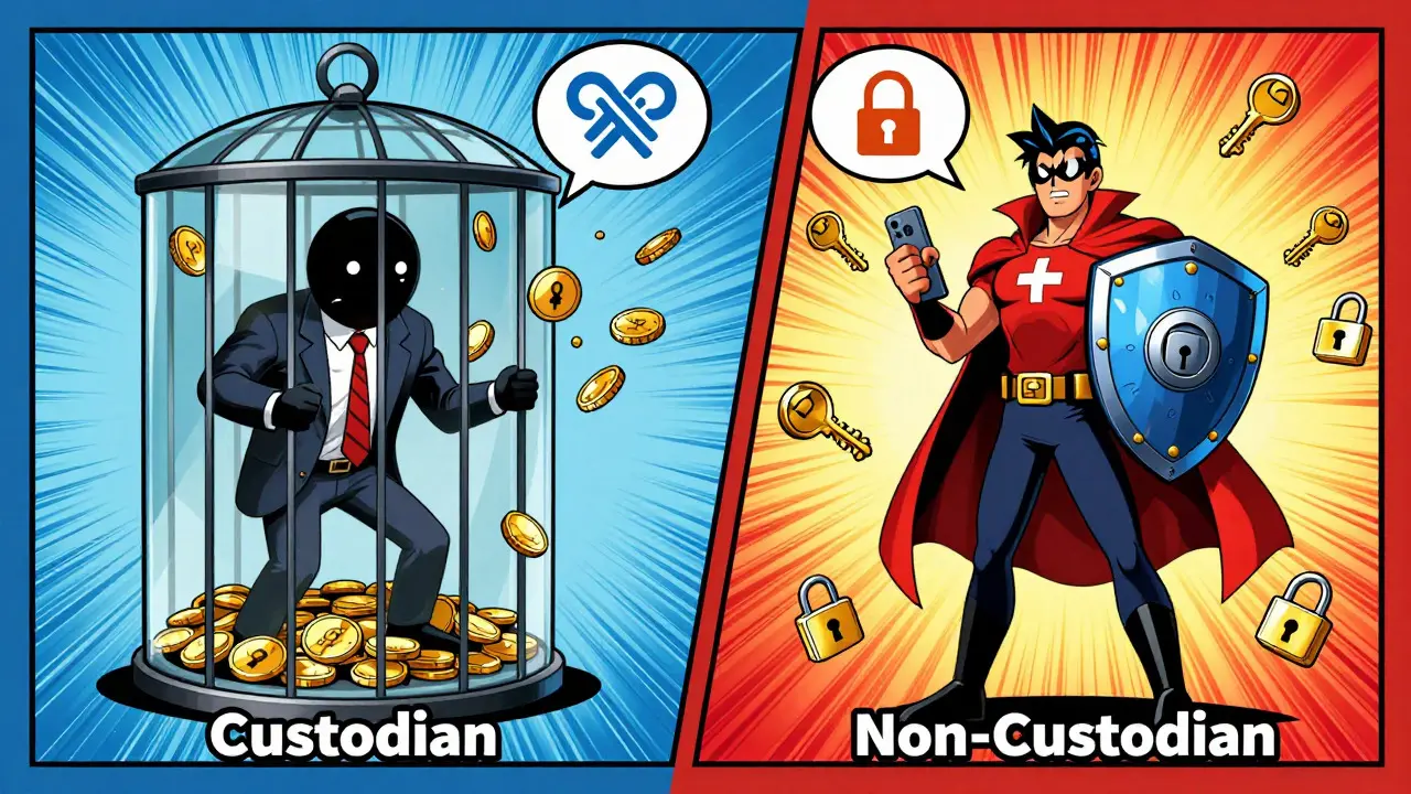 Comparaison visuelle entre portefeuille custodien et non-custodien