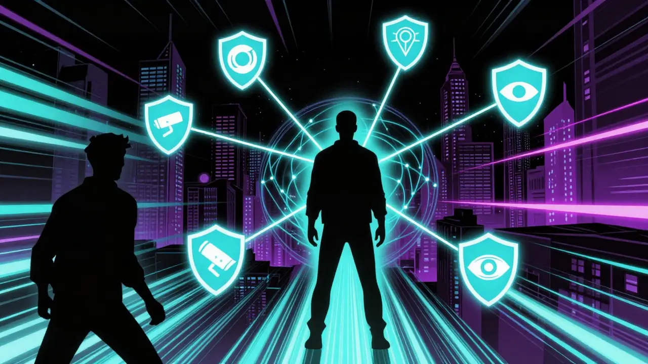 Réseau numérique souterrain avec tunnels VPN et données chiffrées