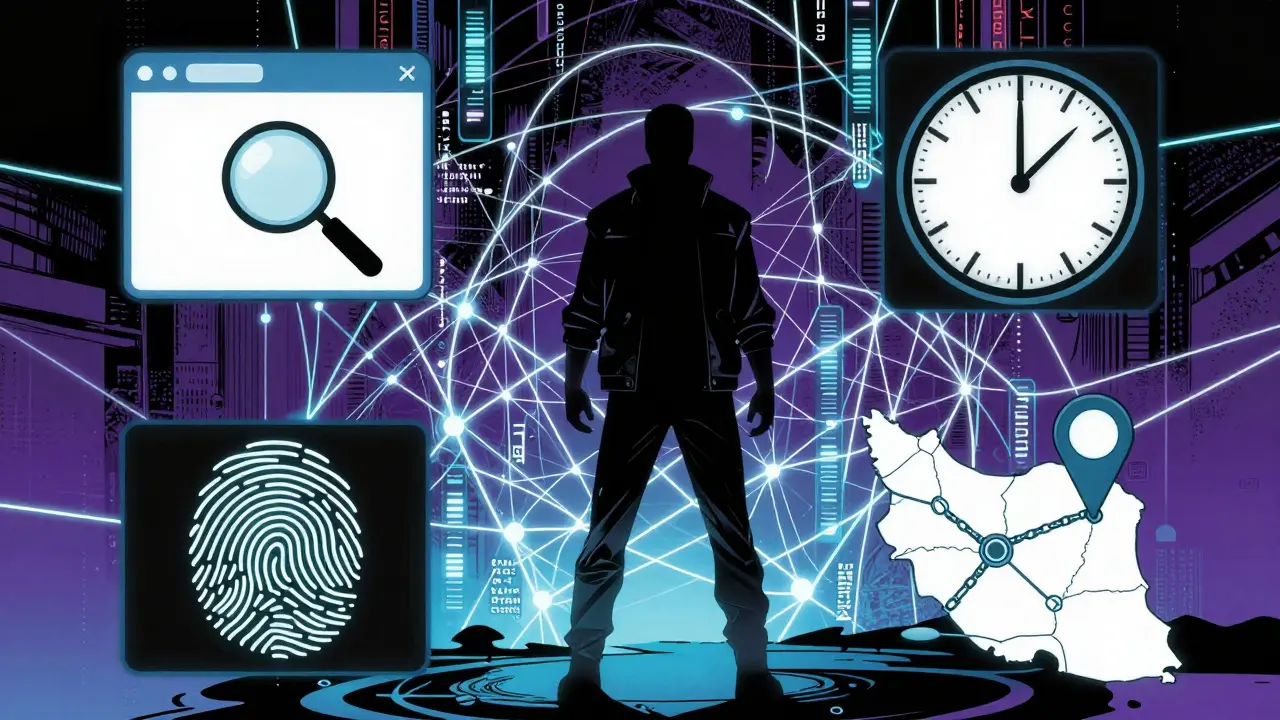 Visualisation abstraite de la surveillance blockchain et des empreintes numériques