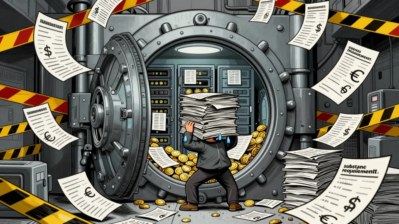Personnage soutenant le poids des coûts de conformité et de la documentation réglementaire