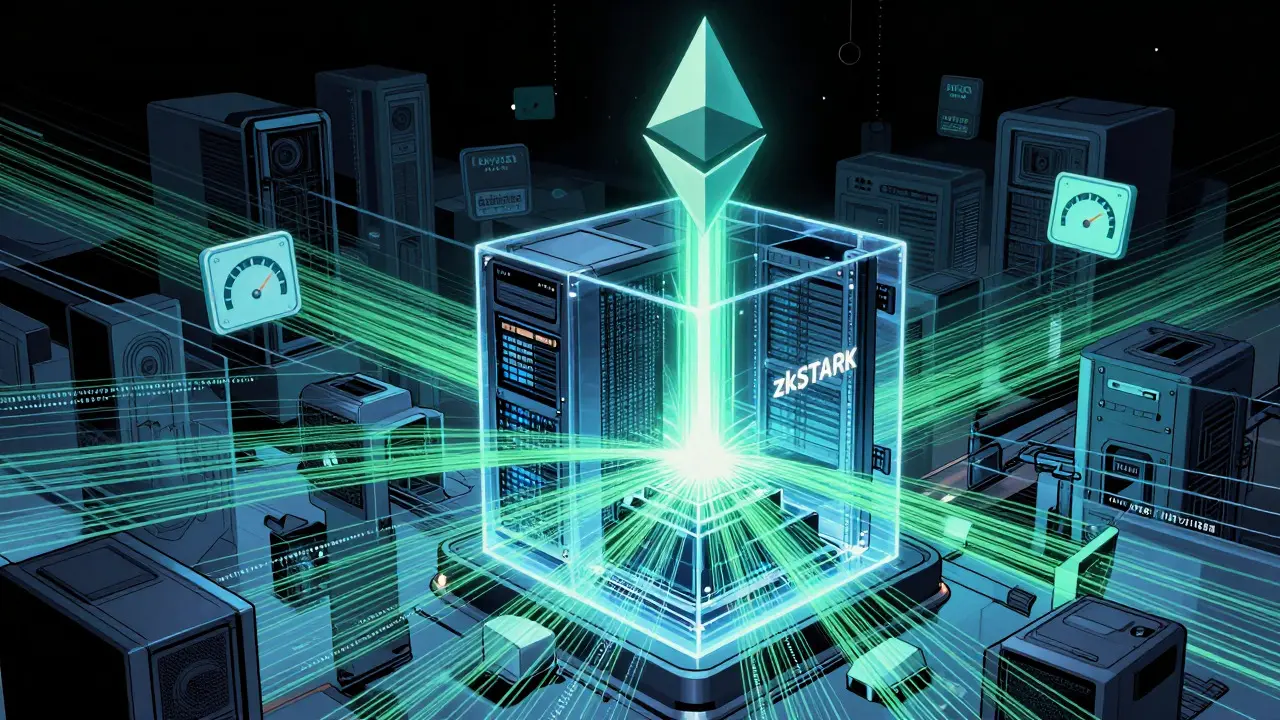 Technologie zkSTARK accélérant les transactions sur la blockchain Ethereum